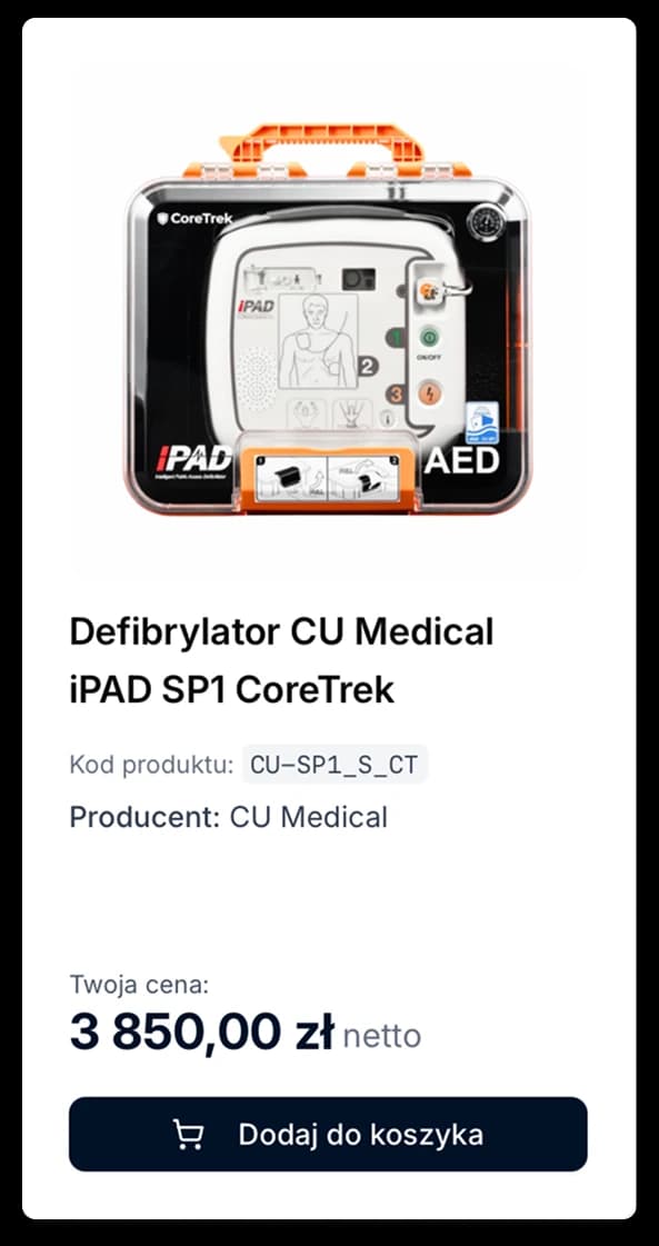 Karta produktu na platformie - Defibrylator CU Medical iPAD SP1 CoreTrek